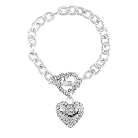 juicy couture silver necklace|bling heart charm necklace.